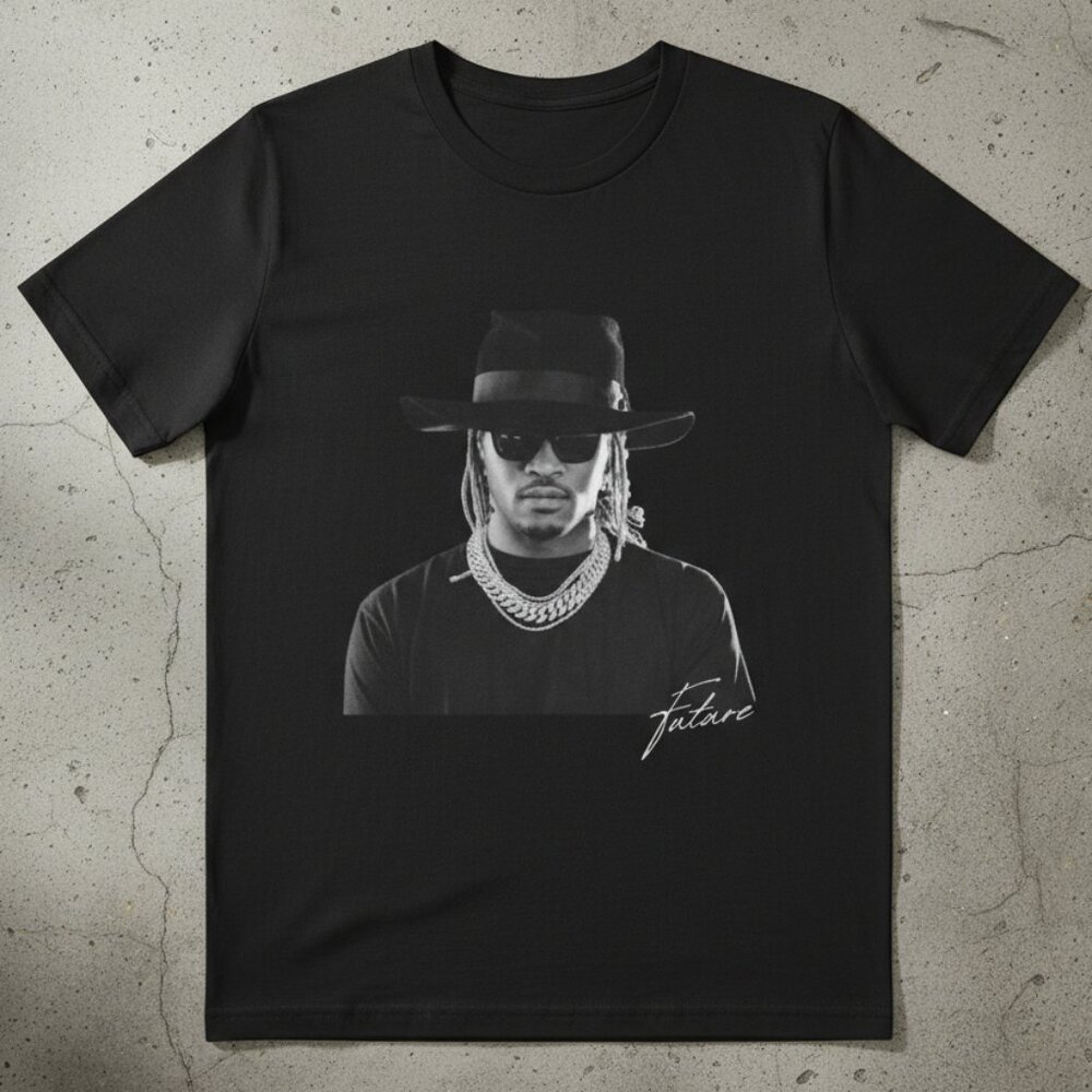 Future Rapper Black & White Photo Portrait Signature Hip Hop Graphic Tee 2024